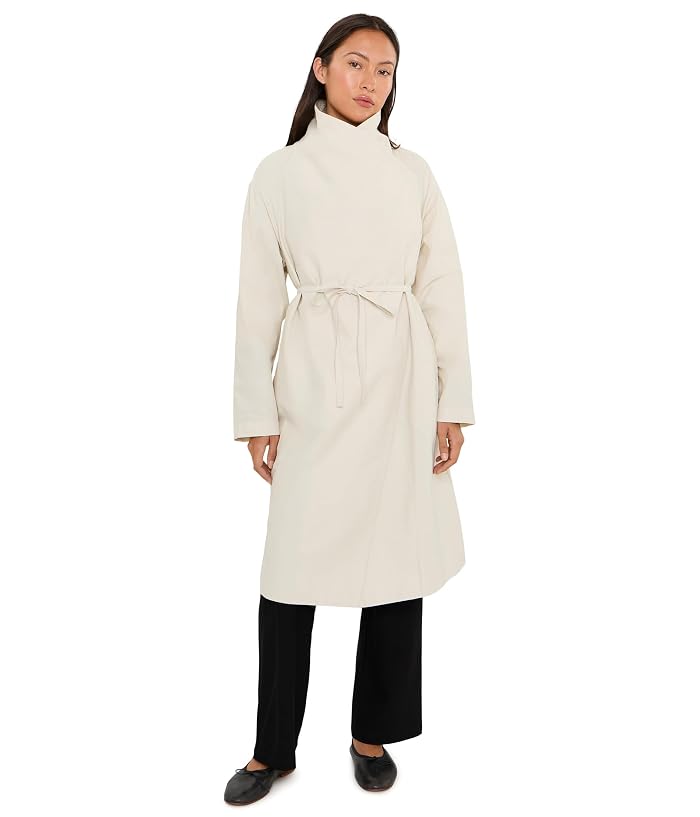 Eileen Fisher Petite Light Cotton Nylon High Drape Neck Coat