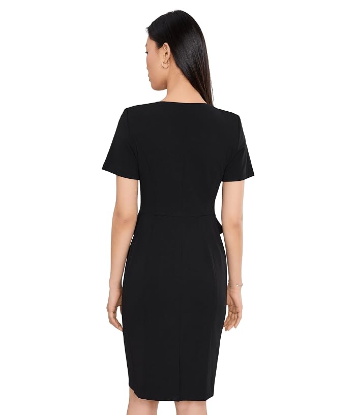 Calvin Klein Short Sleeve Scuba Crepe Zipper Neck Sheath - Image 4