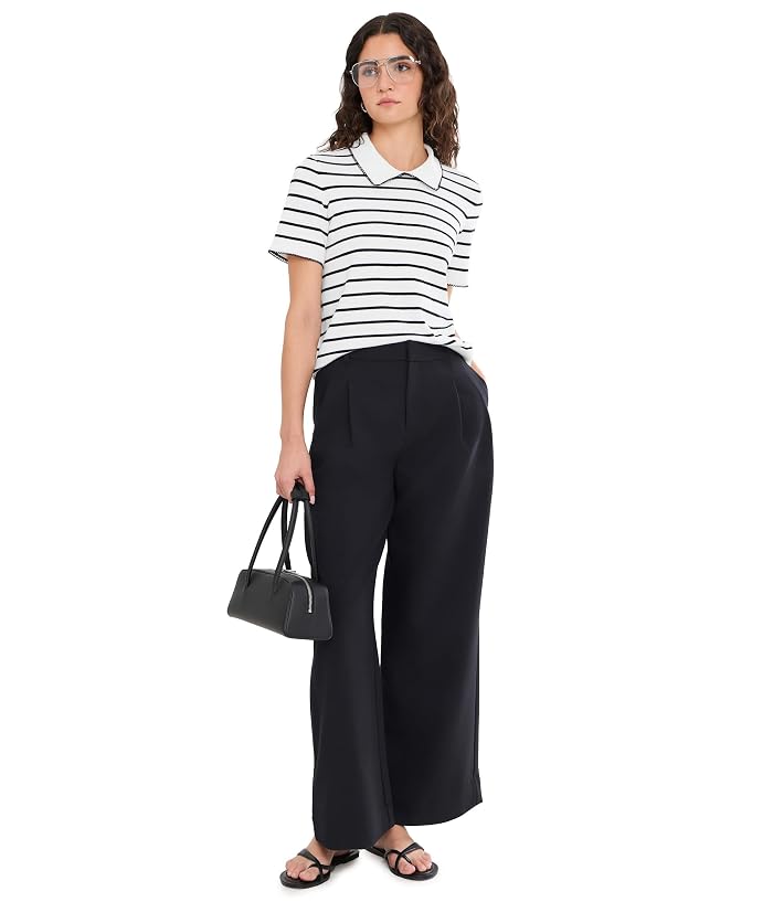 CeCe Short Sleeve Stripe Collared Sweater - Image 2