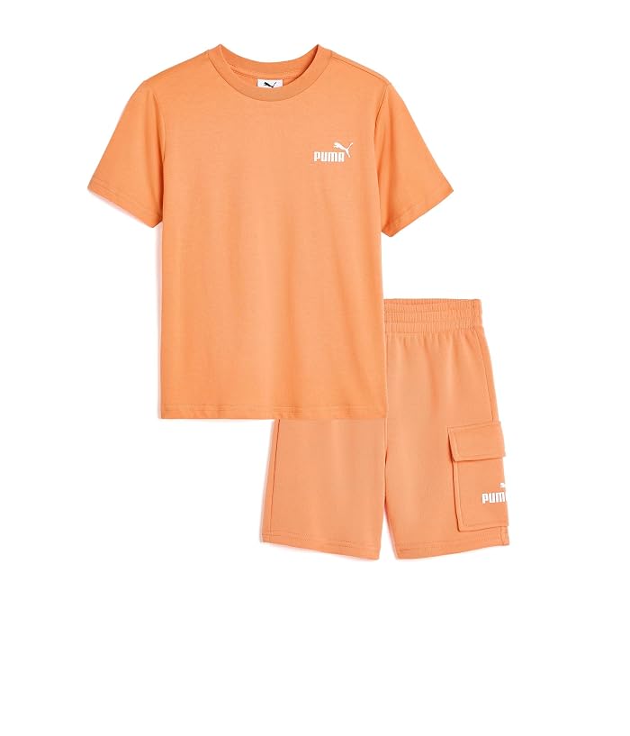 PUMA Kids Short Sleeve T-Shirt & Cargo Fleece Short Set (Little Kid/Big Kid) - Image 4
