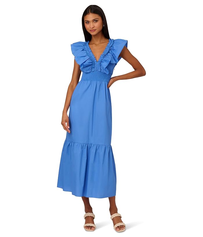 Adrianna Papell Ruffle Front Maxi Dress