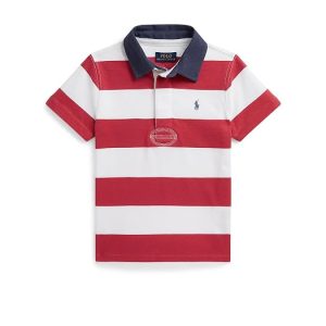 Polo Ralph Lauren Kids Striped Cotton Short Sleeve Rugby Shirt (Toddler/Little Kid)