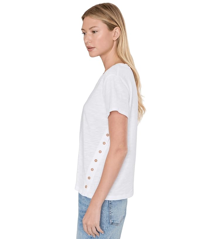 Elliott Lauren Upper Deck - Short Sleeve Tee with Assymetrical Side Button Detail - Image 3