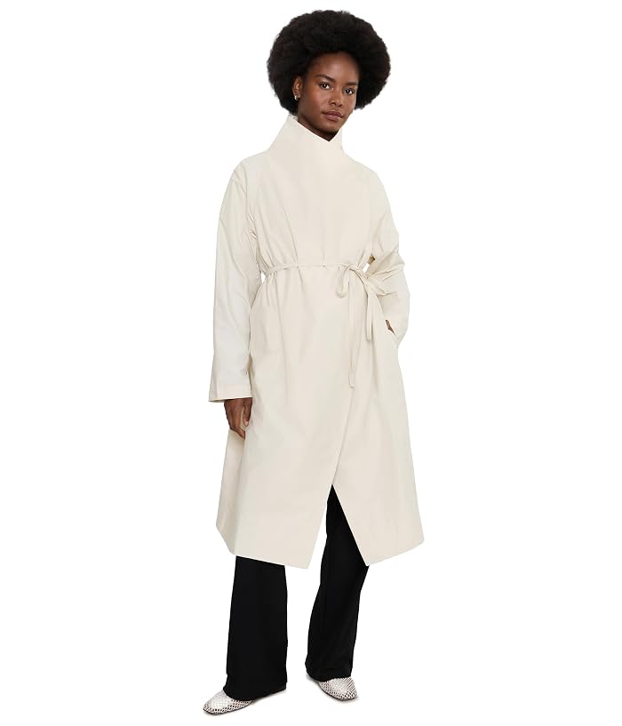 Eileen Fisher Light Cotton Nylon High Drape Neck Coat