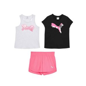PUMA Kids 3-Piece Set - Tank T-Shirt & Shorts (Big Kid)