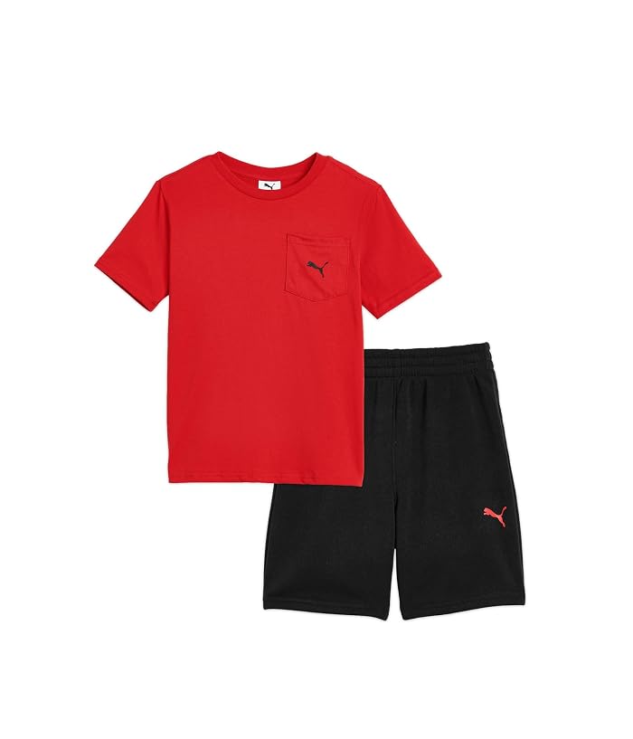 PUMA Kids Pocket T-shirt & Fleece Short Set (little Kid/Big Kid) - Image 4