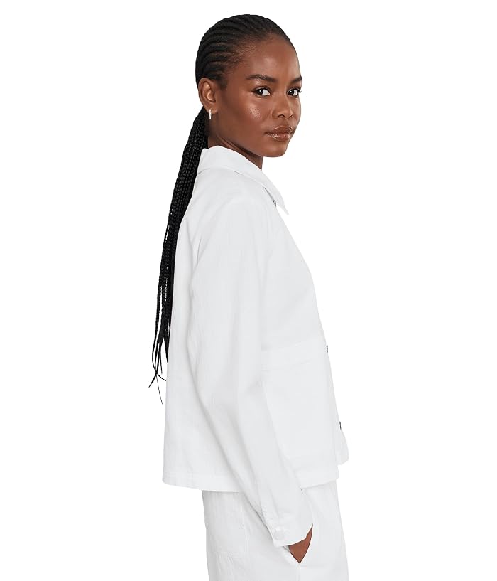 Eileen Fisher Slubby Organic Cotton Linen Classic Collar Jacket - Image 3