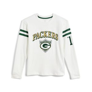 Junk Food Clothing Kids NFL Green Bay Packers Striped Yoke Long Sleeve Tee (Little Kid/Big Kid)