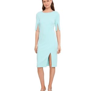 Adrianna Papell Split Sleeve Midi Crepe Dress