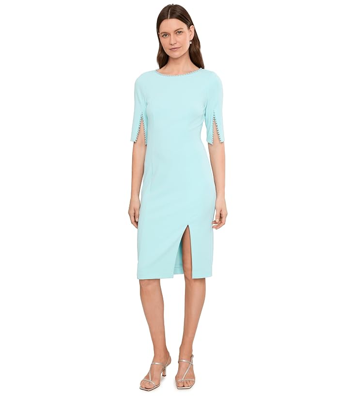 Adrianna Papell Split Sleeve Midi Crepe Dress