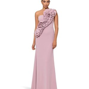 Betsy & Adam Long Scuba Crepe 3D Flower
