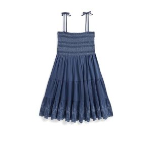Polo Ralph Lauren Kids Smocked Eyelet Cotton Jersey Dress (Big Kid)