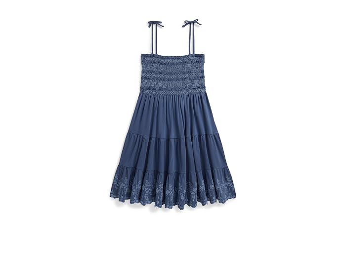 Polo Ralph Lauren Kids Smocked Eyelet Cotton Jersey Dress (Big Kid)