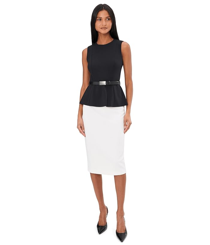 Calvin Klein Sleevless Color-Block Belted Midi