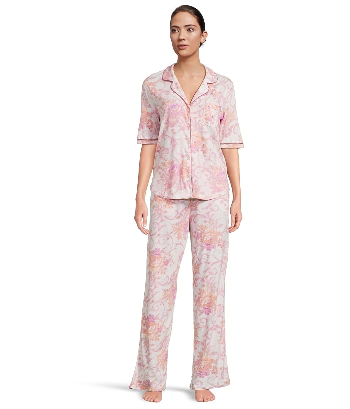 Karen Neuburger Romantic Fields Elbow Sleeve Pajama Set with Lace