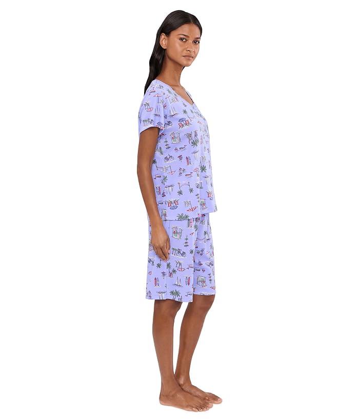 Karen Neuburger Petite V-Neck Tee & Bermuda Shorts Pajama Set - Image 2