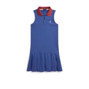 Polo Ralph Lauren Kids Pleated Mesh 1/4 Zip Polo Dress (Big Kid)