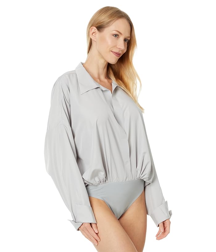 Norma Kamali Super Oversized Boyfriend NK Shirt Bodysuit - Image 4