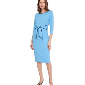 Adrianna Papell Tipped Crepe Tie Dress