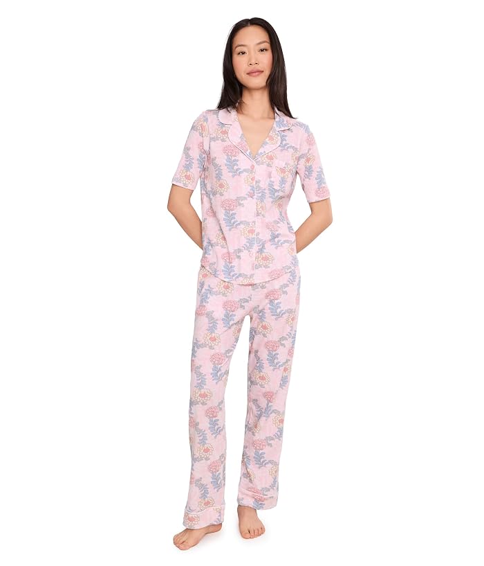 Karen Neuburger Petite Sunshine Meadows Elbow Slv Notch Collar Girlfriend Pajama Set