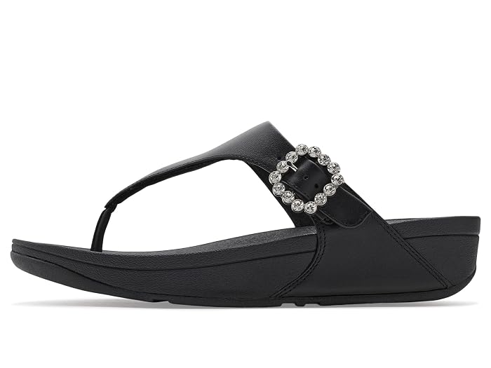FitFlop Lulu Crystal-Buckle Leather Toe-Post Sandals - Image 2
