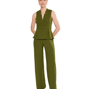 Adrianna Papell Crepe Peplum Jumpsuit