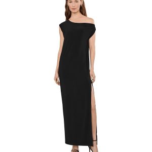 Norma Kamali Drop Shoulder Long Dress w/ Side Slit