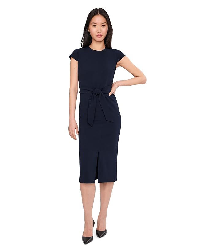 Calvin Klein Cap Sleeve Self Tie Midi Sheath