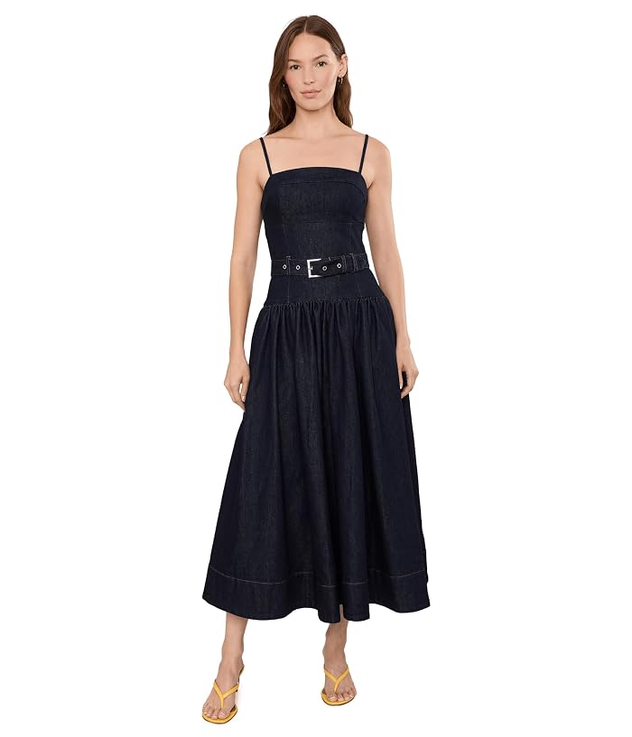 Avec Les Filles Dark Denim Drop Waist Midi Dress