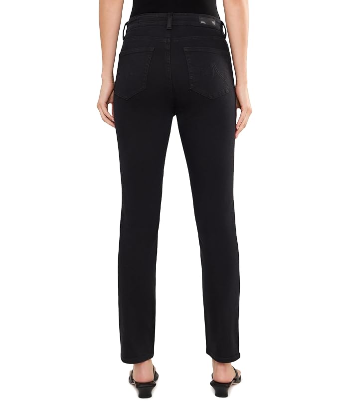 AG Jeans Mari Mid-Rise Slim Straight Pants in Super Black - Image 4