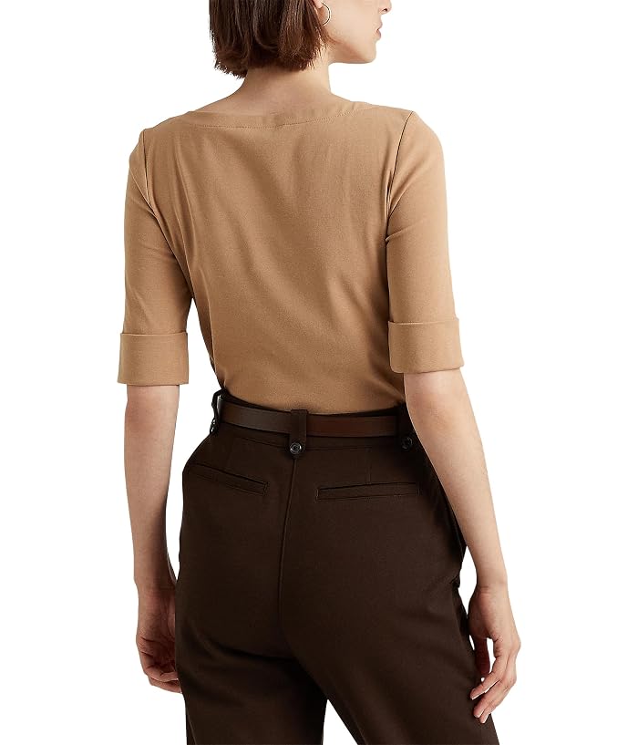Lauren Ralph Lauren Stretch Cotton Boat Neck Tee - Image 2