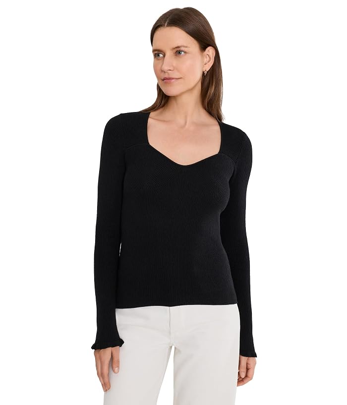 Liverpool Los Angeles Long Sleeve Sweetheart Neck Sweater w/ Ruffle