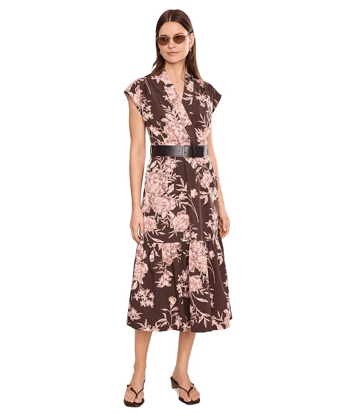 Calvin Klein Short Sleeve Floral Commuter Belted A-Line Midi - Image 2