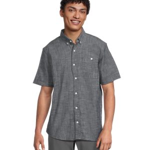 L.L.Bean Comfort Stretch Chambray Shirt Short Sleeve Traditional Fit