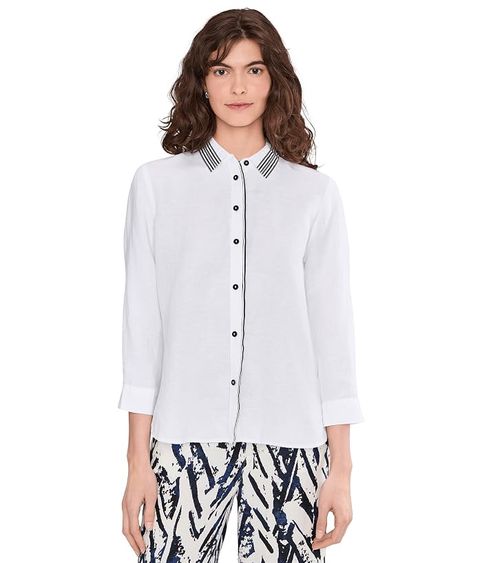 NIC+ZOE Stripe Trim Linen Shirt