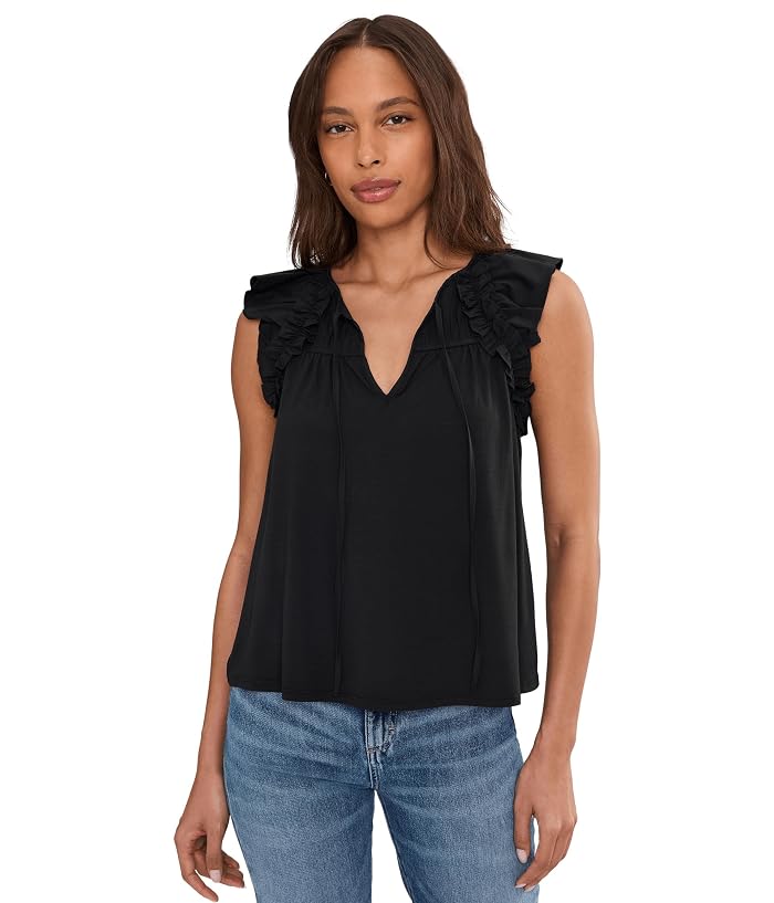 Liverpool Los Angeles Flutter Sleeve Knit To Woven Top With Ties