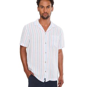Vineyard Vines Sparkler Stripe Textured Linen Short Sleeve Cabana Shirt