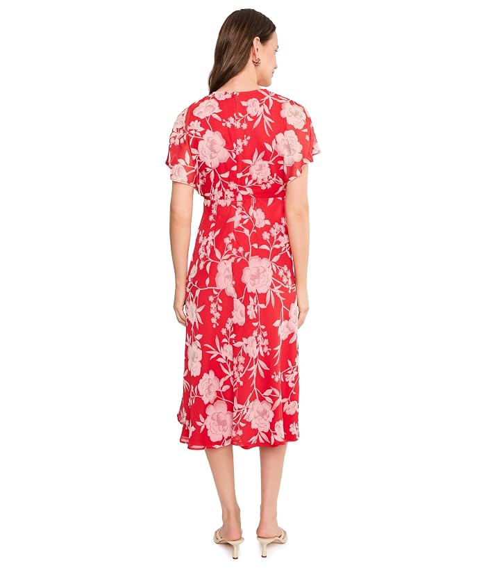 Calvin Klein Floral Chiffon Flutter Sleeve Midi - Image 4