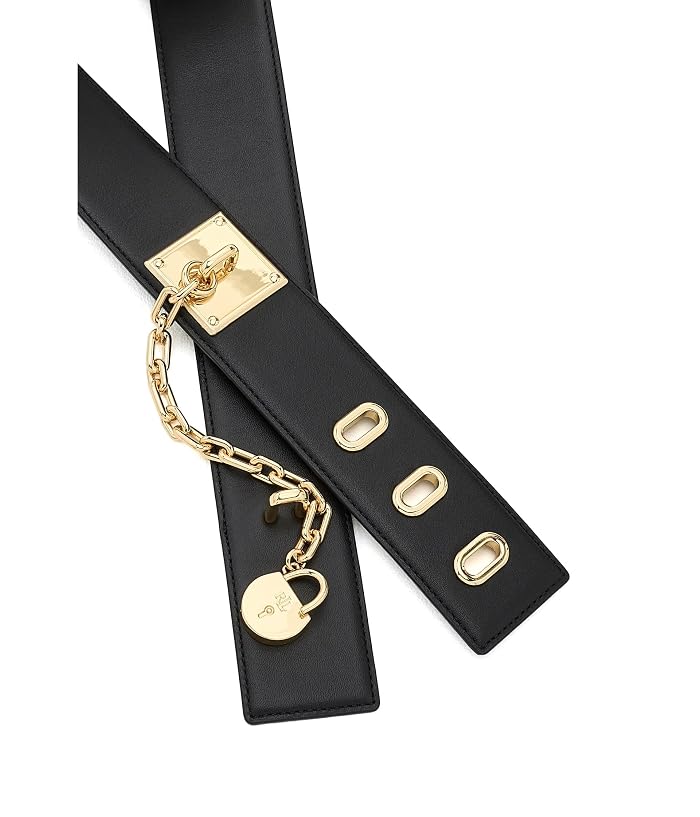Lauren Ralph Lauren Leather Chain Padlock Wide Belt - Image 3