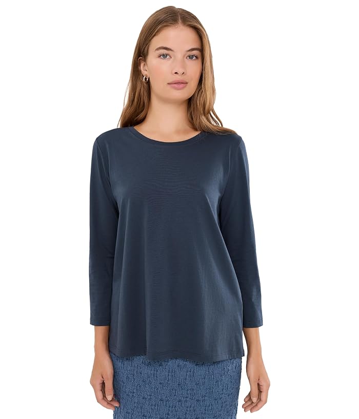 Eileen Fisher Organic Pima Cotton Jersey Round Neck Tee