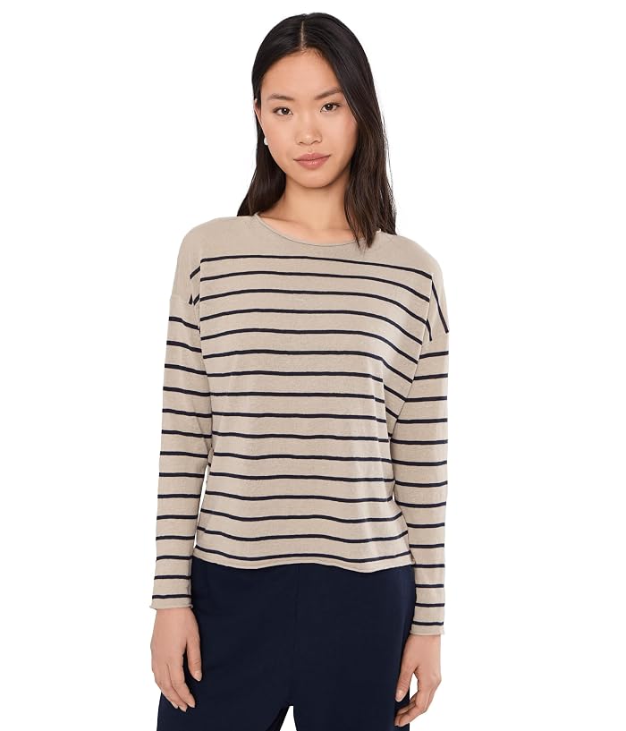 Eileen Fisher Petite Organic Linen Cotton Jewel Neck Sweater