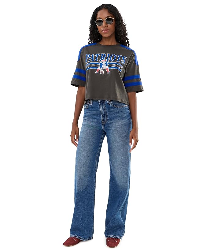 Junk Food Clothing NFL New England Patriots Bling Striped Crop Tee - Image 2