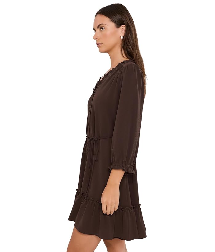 CeCe 3/4 Sleeve Ruffle Neck Mini Dress - Image 3