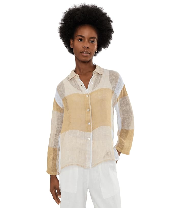 Elliott Lauren Sandcastle - Mesh Long Sleeve Easy Button-Up Shirt