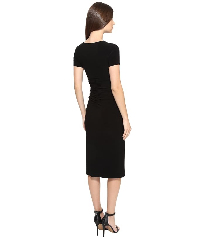 Norma Kamali Short Sleeve Crew Neck Shirred Waist Dress - Image 3