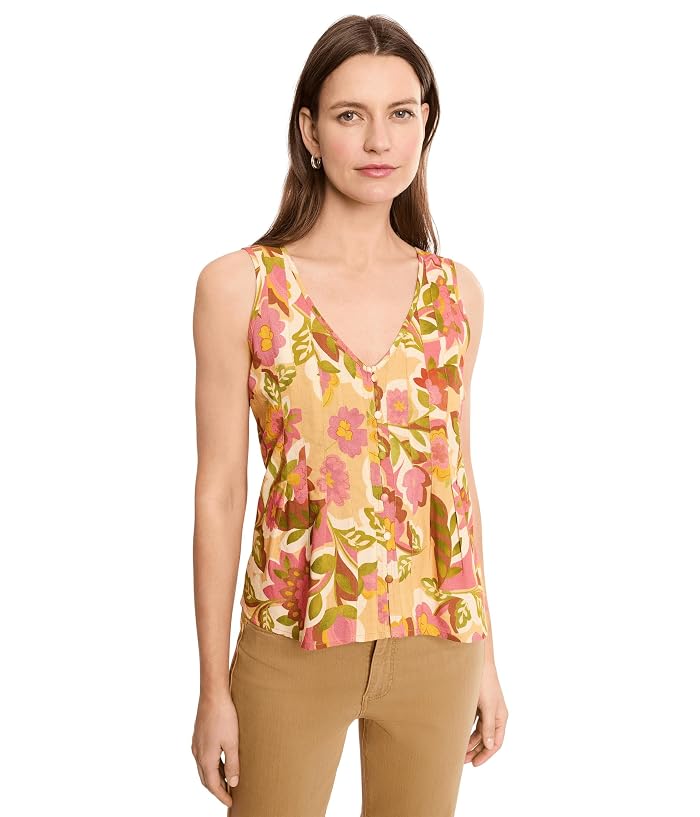 Liverpool Los Angeles Sleeveless V-Neck Woven Top with Pintucks
