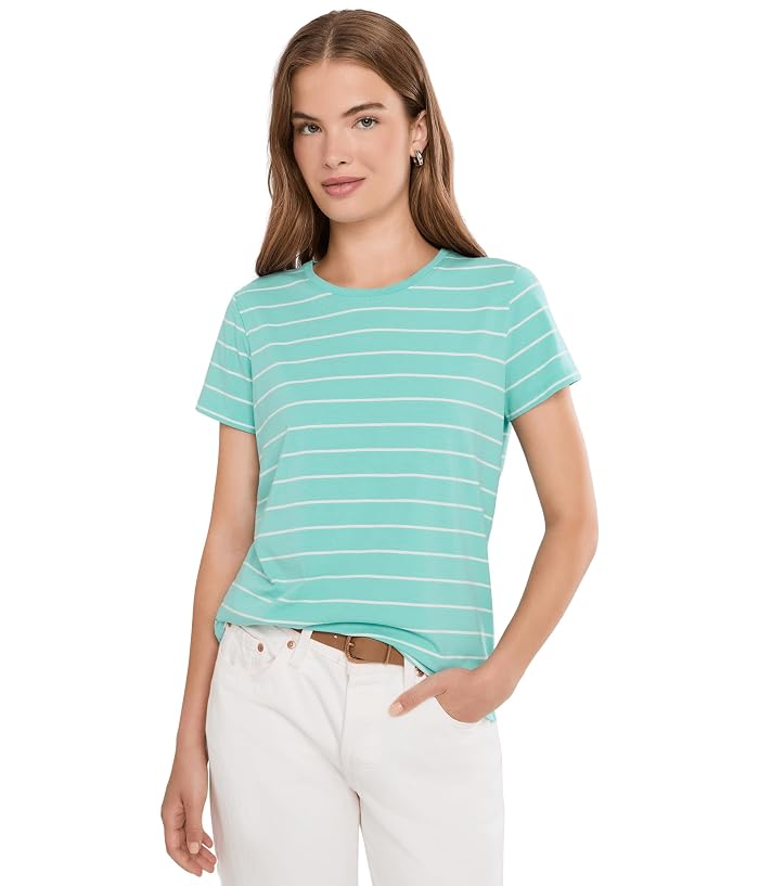L.L.Bean Soft Stretch Supima Tee Crew Neck Striped Short Sleeve