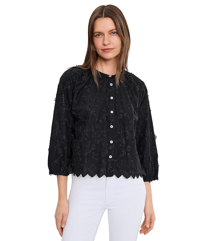Mod-o-doc 3/4 Sleeve Crew Neck Lace Top