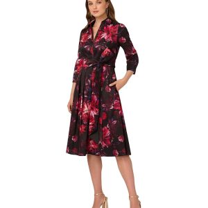 Adrianna Papell Printed Taffeta Shirt Dress