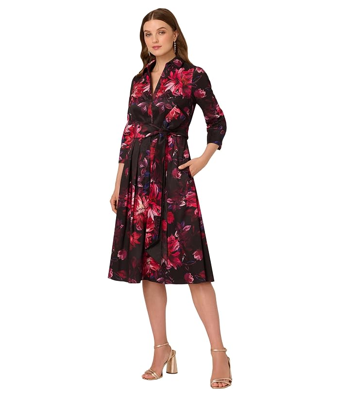 Adrianna Papell Printed Taffeta Shirt Dress